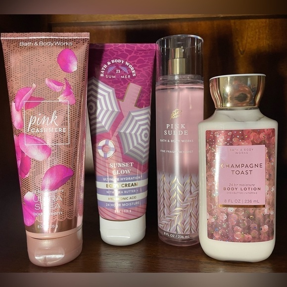 🌟HP🌟 PINK VARIETY SET OF 4 Bath Body Works 2 Creams 1 Mist 1 Lotion Retired - Picture 1 of 4